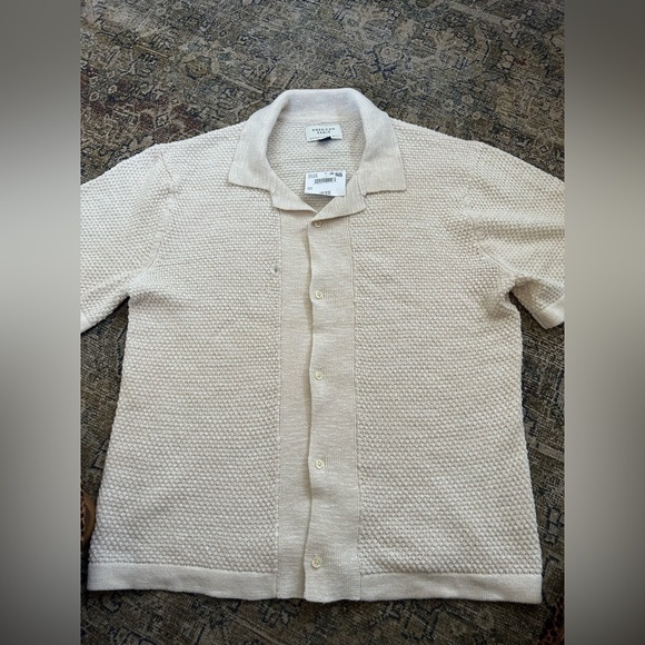 NWT AE Men’s Woven Textured Button-Up Shirt - Picture 1 of 6